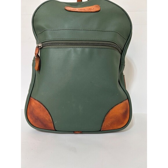 Jon Hart Design Canvas Green Leather Accent Backpack 15 “ - Picture 4 of 16